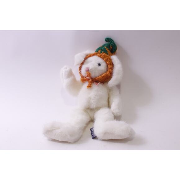 1980s, Boyds, White Rabbit in Orange Crochet Hat, Plush, Vintage ~ 250827-WH 555 - Picture 1 of 4